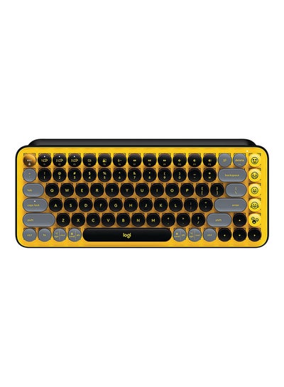 Buy POP Keys Mechanical Wireless Keyboard With Customisable Emoji Keys, Durable Compact Design, Bluetooth Or USB Connectivity, Multi-Device, OS Compatible, US Layout Yellow in UAE