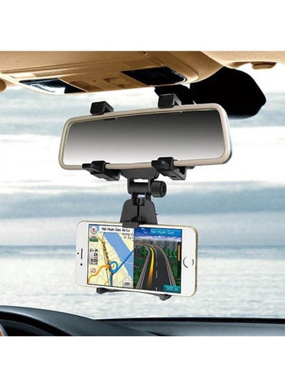 Buy Car Mirror Phone Holder, 360 Degree Rotatable - Adjustable Telescopic - fixed on the Mirror Phone Holder Car Compatible with iPhone/Android Phones -Black- Black in Egypt