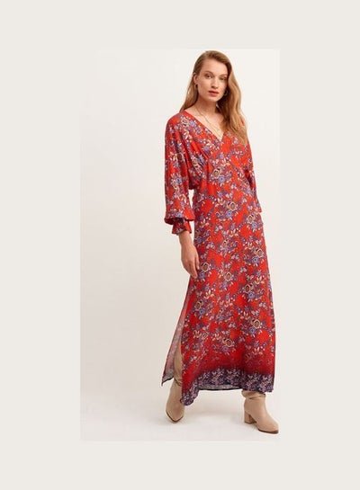 اشتري Tie Back Bohemian Maxi Dress Red في السعودية