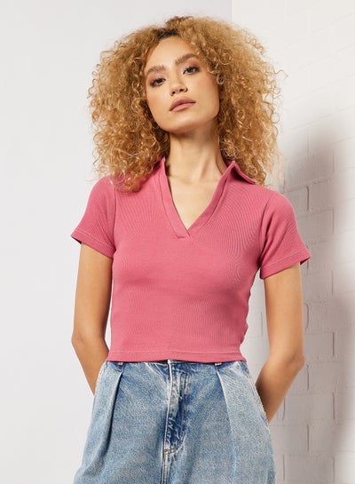 Buy RIbbed Crop Top Pink in Saudi Arabia