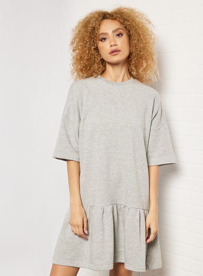 Buy Relaxed Fit Jersey Dress Grey in Saudi Arabia