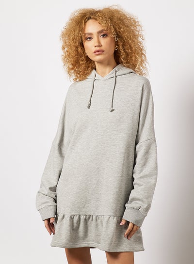 Buy Hooded Jersey Dress Grey in UAE