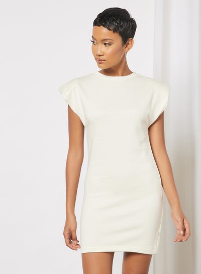 Buy Padded Shoulder Dress White in UAE