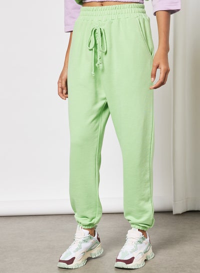 Buy Drawstring Pattern Sweatpants Green in Saudi Arabia