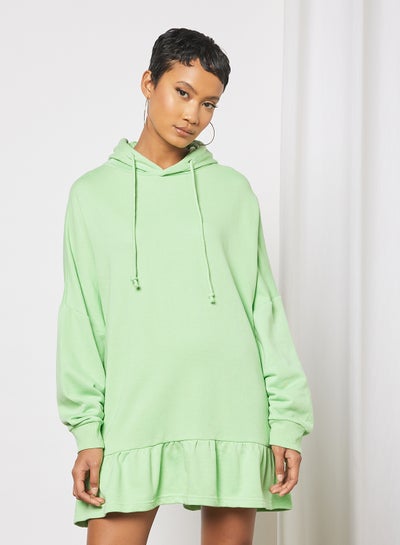 Buy Hooded Jersey Dress Green in UAE