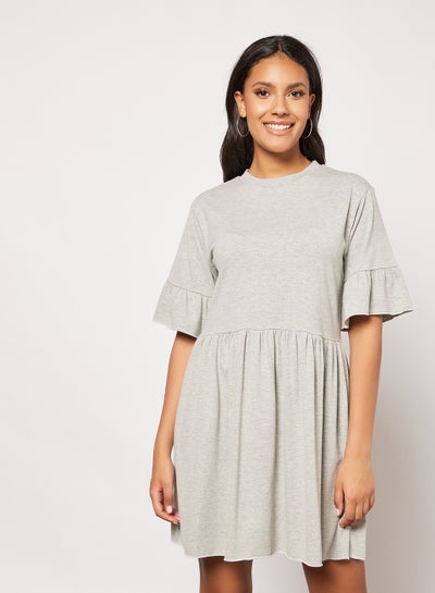 Buy Flared Sleeve Dress Grey in UAE