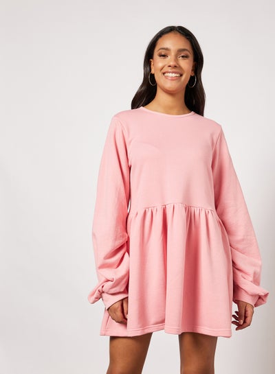 Buy Balloon Sleeve Sweater Dress Pink in UAE