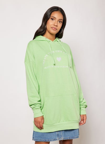 Buy Oversized Slogan Hoodie Green in Saudi Arabia