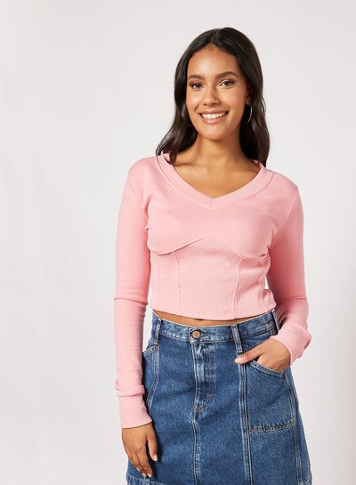 اشتري Corset-Style Crop Top Pink في السعودية