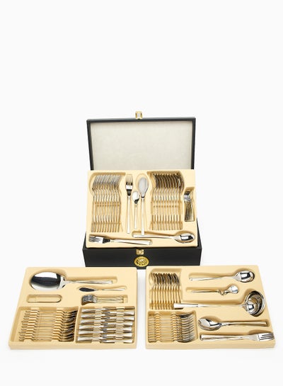 Buy 135-Piece Stainless Steel Cutlery Set Silver/Gold in UAE