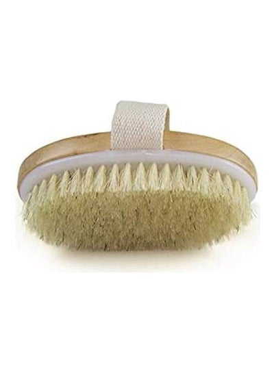 اشتري Bath Shower Dry Skin Body Brush Wood Natural Bristle Beige في مصر