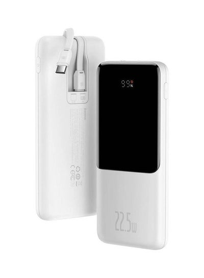 Buy 10000 mAh Fast Charge Power Bank 22.5w with Built-in Type C & Lightning Cable White in Saudi Arabia