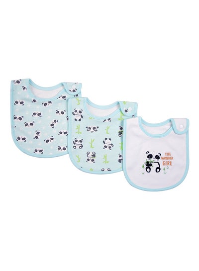 Buy 3-Piece Cute Animals Embroidered Soft Cotton And Skin Friendly Children Bibs in UAE