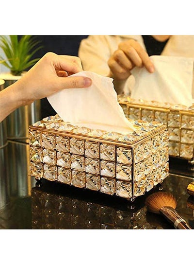 اشتري Decorative Crystal Tissue Box Rose Gold في مصر