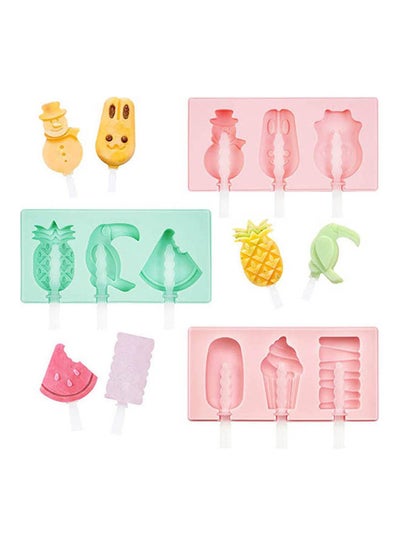 Buy 3 Pack Silicone Popsicle Molds Shape Multicolour 18x9cm in Egypt