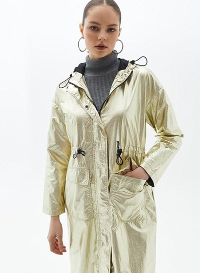 Buy Long Metallic Raincoat Light Gold in Saudi Arabia