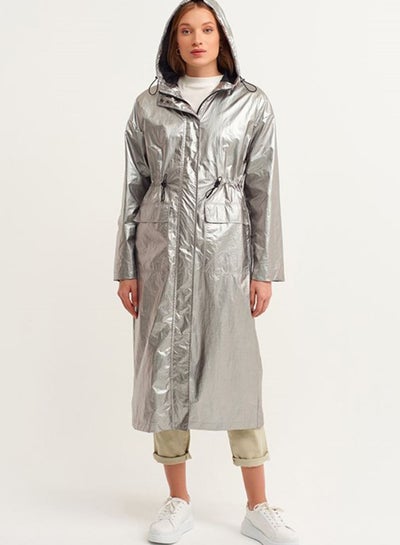 Buy Long Metallic Raincoat Silver in Saudi Arabia