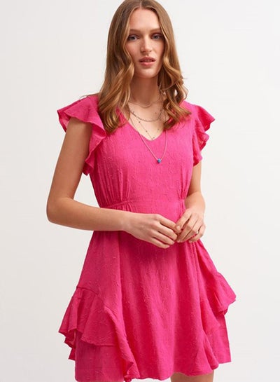 Buy Plain Detailed Dress Pink in Saudi Arabia