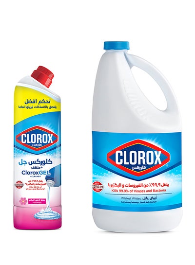 Buy Bleach 1.89L with Floral Gel Cleaner Set Multicolour 750ml in Egypt