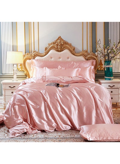 Buy 4-Piece Duvet Cover Set Polyester Pink 200x230cm in UAE