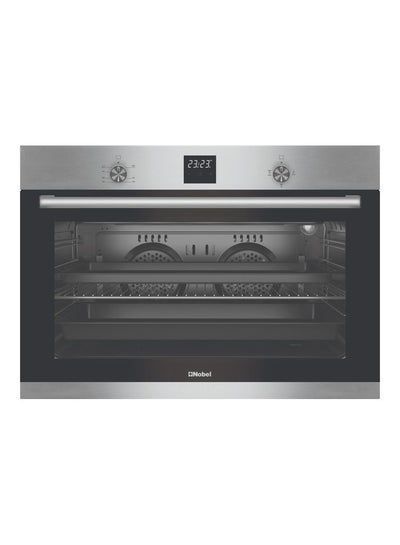 Buy 90 cm Gas Built-in Oven with Grill, 97 Litres Capacity, 3 Touch Digital Timer, Inner Lamp, Tempered Black Glass Front Door, Stainless Steel Control Panel, Double Glazed Oven Door,  Knob Oven Control, Auto Ignition & Thermostatic Control, Made in Turkey NBI93020 Black in UAE