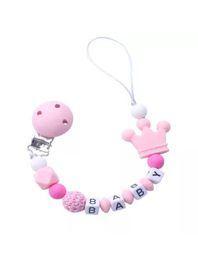 Buy Baby Silicone Pacifier Teething Clip Holder Chain for Feeding With Food Grade PP Material and BPA Free-Assorted in UAE