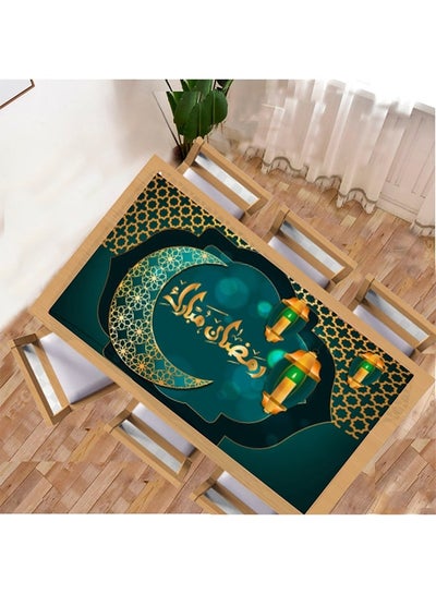 اشتري Tablecloth, Ramadan design, Teal , 80*135 cm Teal-Gold 80x135cm في مصر