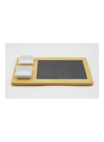 اشتري 4-Piece Cuisine Art Feast Serving Slate Set with Bamboo Tray Multicolour 28.6 x 16.4 x 4.2cm في الامارات