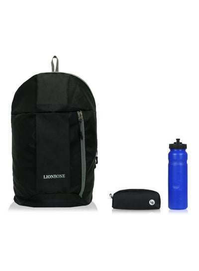 Buy Logo Printed Backpack With Sipper And Pouch Black in Saudi Arabia