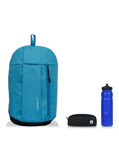 Buy Logo Printed Backpack With Sipper And Pouch Blue in Saudi Arabia