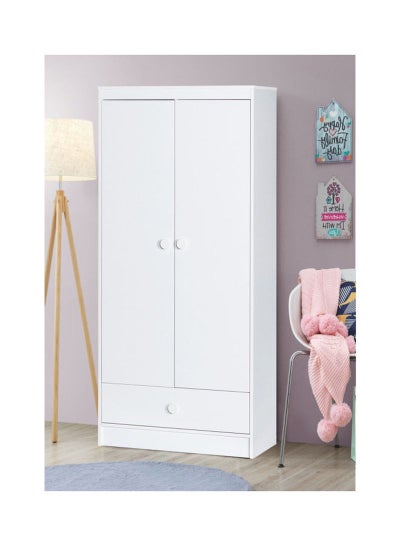 Buy 2-Door Vanilla Wardrobe With Drawer White 80x180cm in Saudi Arabia