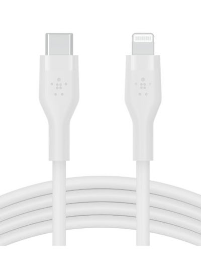 Buy BoostCharge Pro Flex Silicone USB C To Lightning Cable, MFI Certified iPhone Cable 20W Fast Charging Power Delivery For iPhone 15, 14, 13, 12, Pro, Plus, Pro Max, Mini, iPad And More - (1M) White in UAE