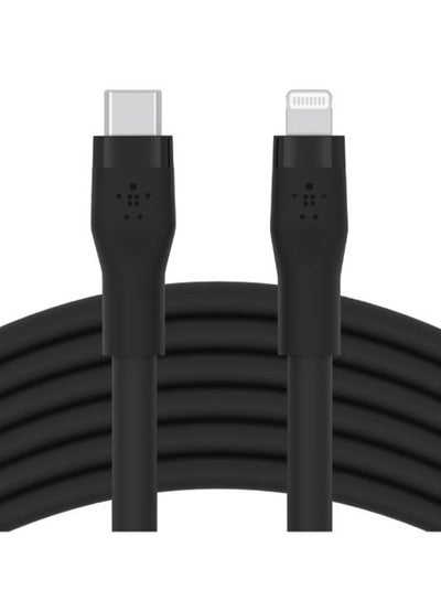 اشتري كابل بوست تشارج فليكس من موصل USB Type C إلى لايتنينج للشحن السريع بتقنية PD بقدرة 20 وات معتمد من MFi بطول (3 أمتار/10 أقدام) من السيليكون لهاتف آيفون 14/14 بلس،13، 12، برو، ماكس، ميني، SE، وأجهزة الآي باد، وأكثر أسود في الامارات