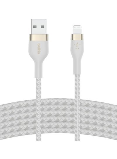 اشتري BoostCharge Pro Flex Braided USB Type A To Lightning Cable, iPhone Charger Cable (3M/10Ft), MFI Certified Apple Cable For iPhone 15, 14, 13, 12, Pro, Max, Mini, Se, iPad And More white في الامارات