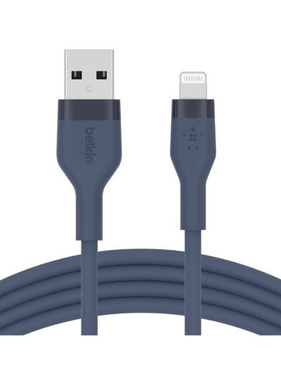 اشتري BoostCharge Flex Silicone USB Type A To Lightning Cable (1M/3.3Ft), MFI Certified iPhone Charger Cable, Apple Cable For iPhone 15, 14, 13, 12, Plus, Pro, Max, Mini, Se, iPad And More Blue في الامارات