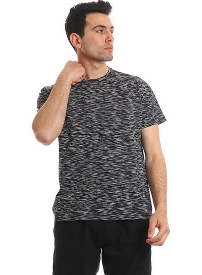 Buy Casual Stripes Crew Neck T-Shirt Black in Egypt