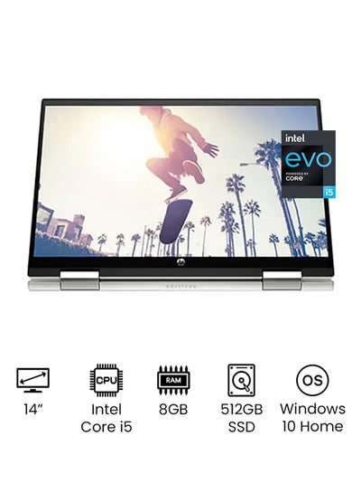 Buy Pavilion x360 14-dy0002ne Convertible Laptop With 14" Full HD Touch Full HD Display, Intel 11th Gen Core i5-1135G7 / 8GB RAM / 512GB SSD / Intel Iris Xe Graphics / Windows 10 Home /International Version English/Arabic Silver in UAE