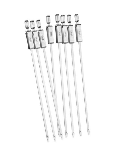 Buy 8-Piece Stainless Steel BBQ Skewers Set 18x5x5cm in Saudi Arabia