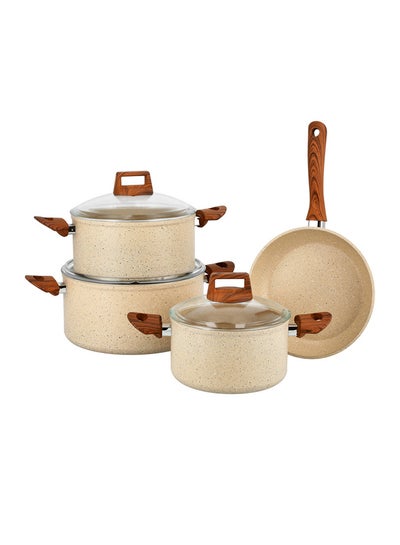 Buy 7-Piece Forge Aluminum Granite Cookware Set Cream 28cm in Saudi Arabia