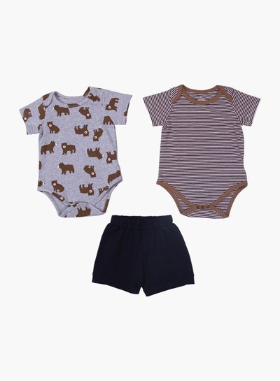 Buy Baby Boy 2-Piece Rompers And Bottom Set Brown/Blue/Navy in Saudi Arabia