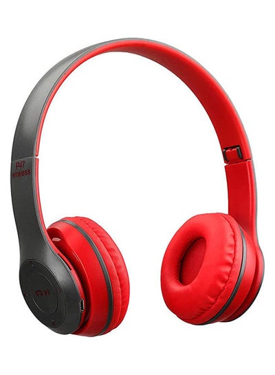 اشتري Multifunctional Stereo Wireless Bluetooth, Headphones Foldable Over Ear Headset Red في مصر