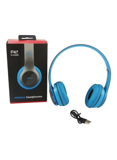 اشتري Foldable Wireless Headphones 5.0 + Edr Support Tf Card, Mp3 Player Wireless Blue في مصر