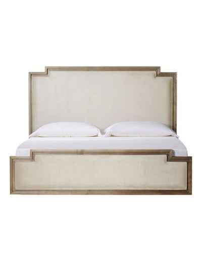 Buy Bed Frame Luxurious - King Size Bed - Serra Collection - Bed - Grey/Brown/Nickel Color - Size 200X200 - Luxurious Home Bed - Grey/Brown/Nickel 200x200cm in UAE