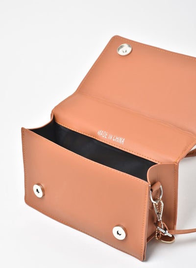 Buy Quilted Pattern Crossbody Bag Brown in Saudi Arabia