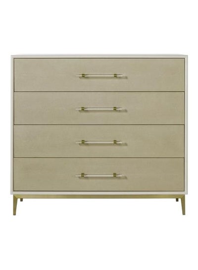 Buy Bedroom Makeup Vanity Luxurious - Chest - Ivory/Gold Beatrice Collection Wood Table - 4 Drawer Dresser For Hairstyle Beige in UAE