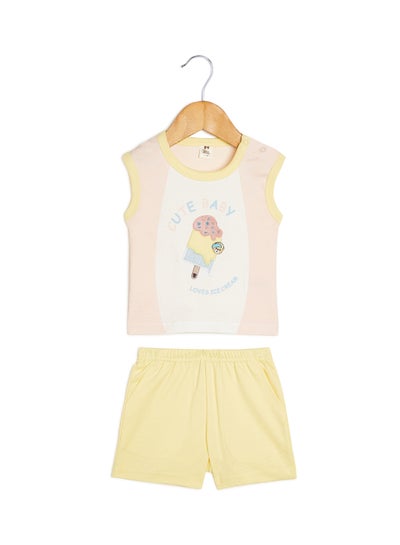 Buy Infants Sleeveless T-Shirt & Shorts Set Lemon in UAE