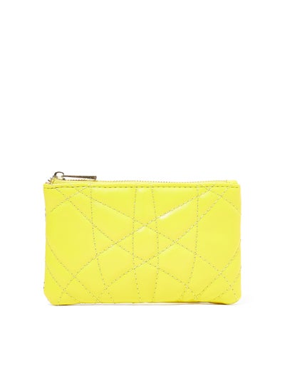 Buy Snakeskin Panel Quilted Crossbody Bag Yellow in Saudi Arabia