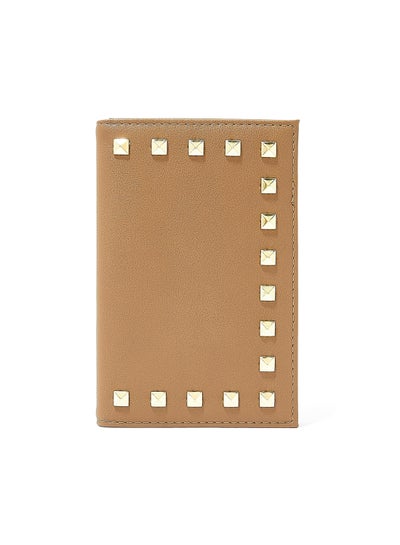 Buy Studded Bifold Long Wallet Brown in UAE