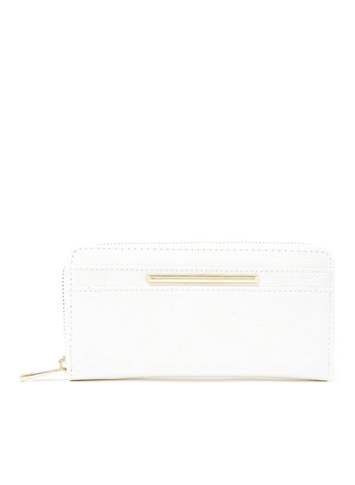 Buy Textured Long Zip-Around Wallet White in Saudi Arabia