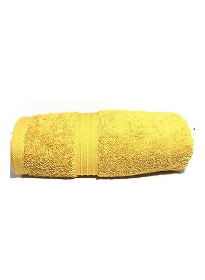 Buy Cotton Solid Pattern Bath Beach Towel Yellow 90x180cm in Egypt